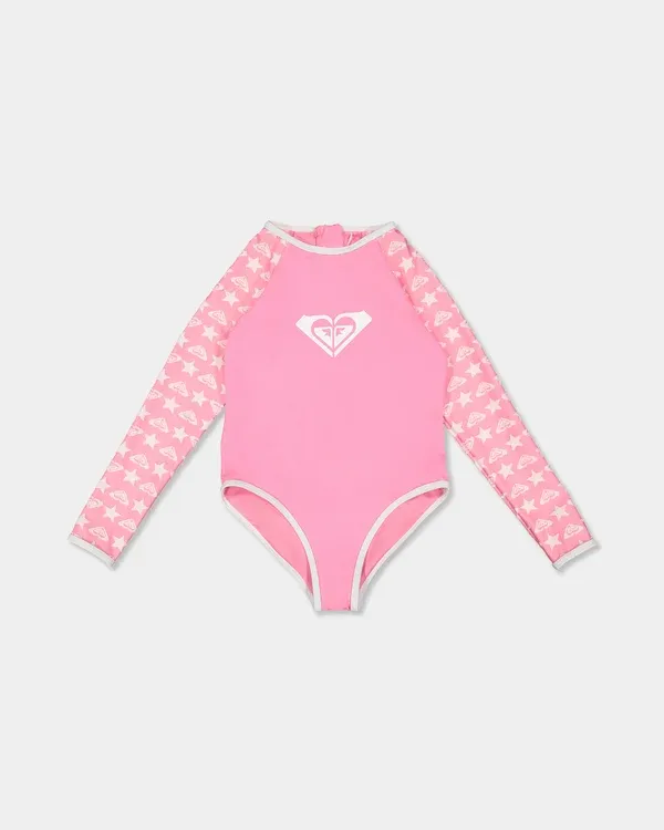 Girls 2-7 Super Star Long Sleeve One Piece Swimsuit
