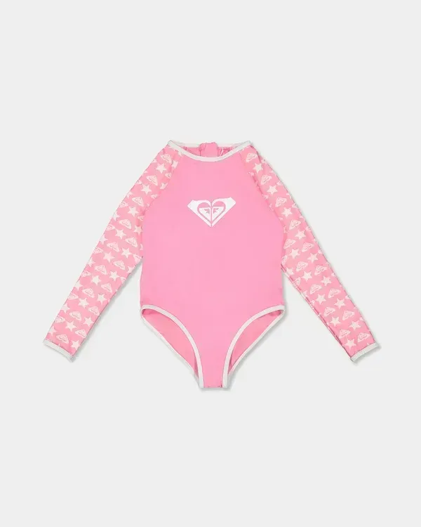 Girls 2-7 Super Star Long Sleeve One Piece Swimsuit