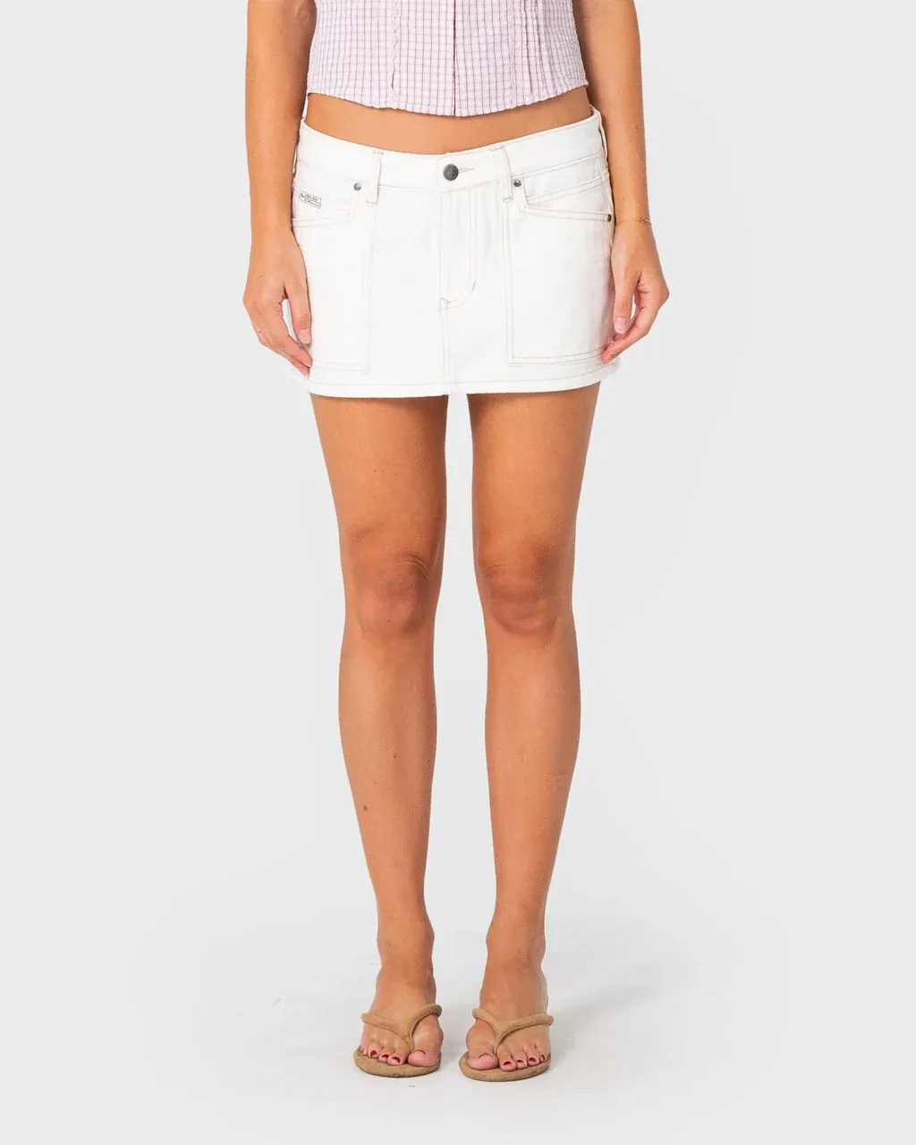 WORK IT LOW RISE MINI DENIM SKIRT, Colour: SNY, Size: 06