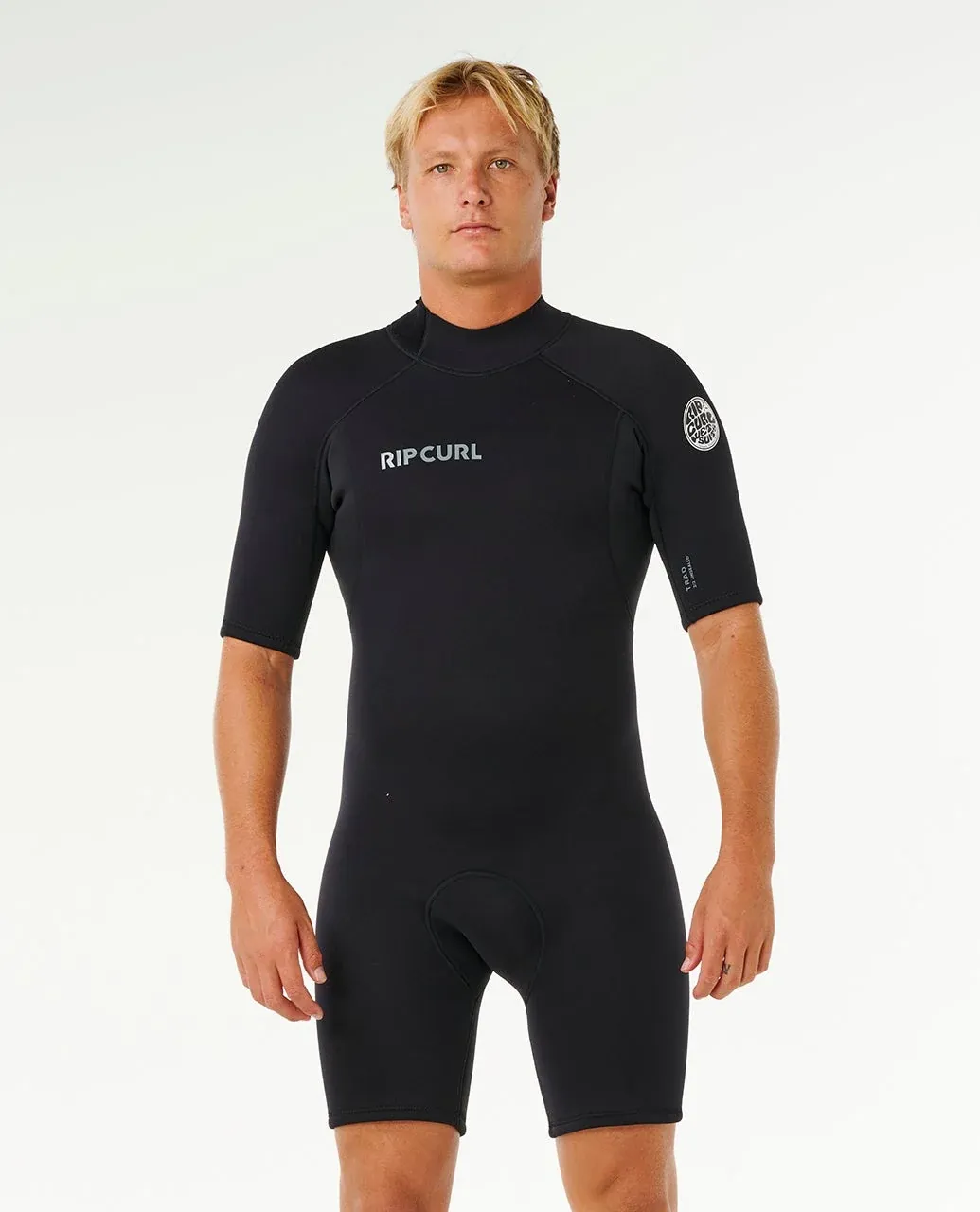 Trad Back Zip 2/2 Short Sleeve Springsuit, Color: Black, Size: S