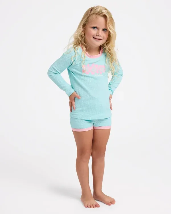 Girls 2-7 Little Lillies Long Sleeve Rash Vest Set, Color: Plume Blue, Size: 2