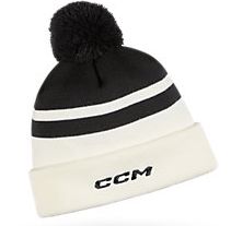 CCM White &amp; Various Color Knit Team Pom - SR / YTH, Colour: BLACK, Size: ADULT