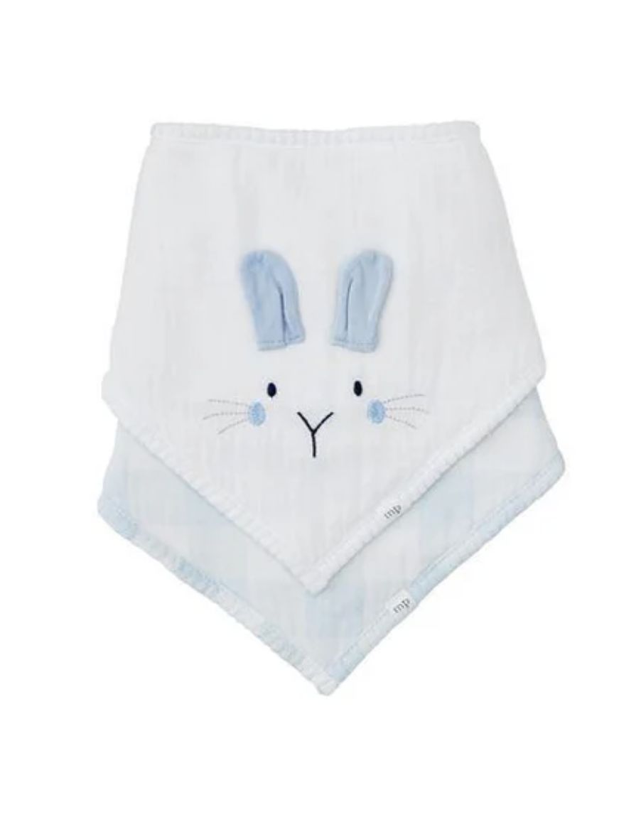 Bunny Gingham Bibs | Blue