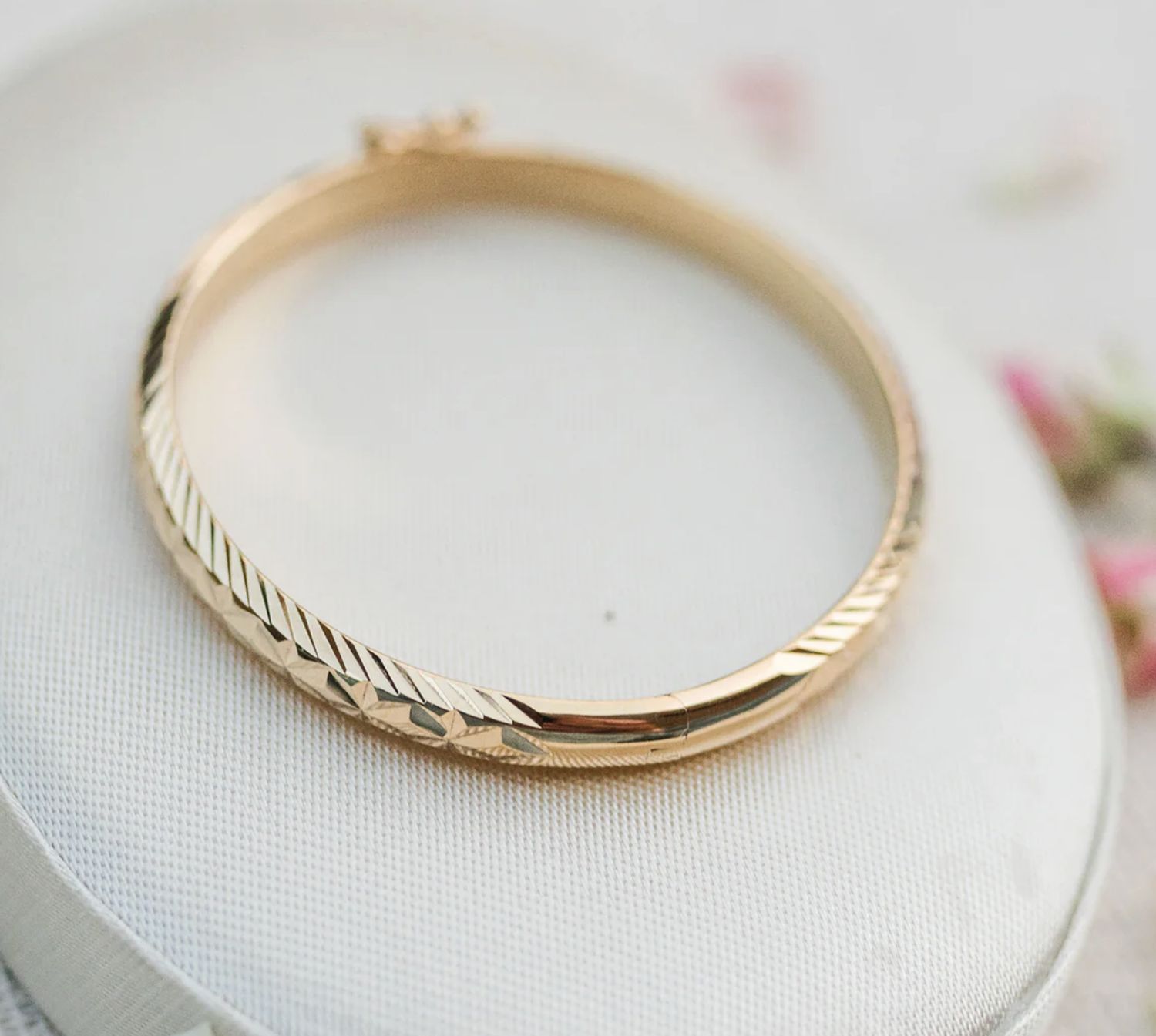 14K Gold-Plated Etched Bangle 0-12M