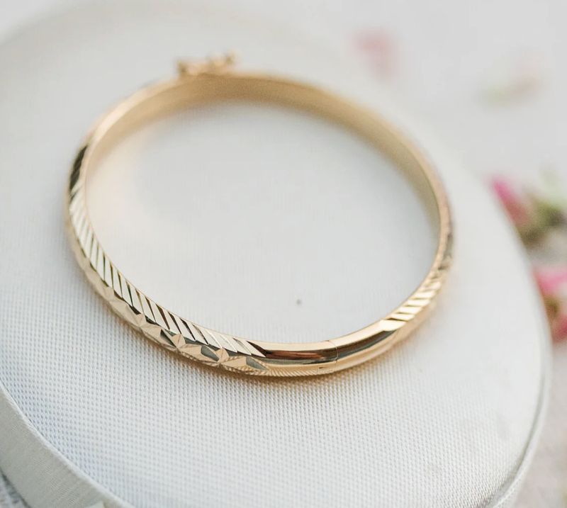 14K Gold-Plated Etched Bangle 0-12M