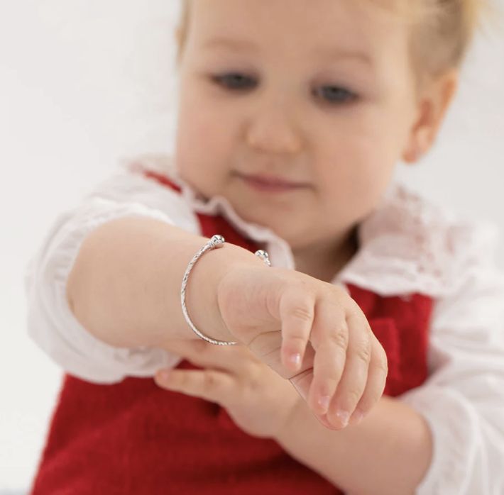4.5" Cable Ball Cuff Baby Bracelet