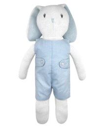 Knit Puppy Doll with Blue Check Romper