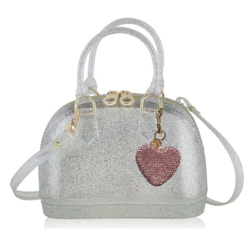 Cate Silver Sparkle w/Pink Heart Charm