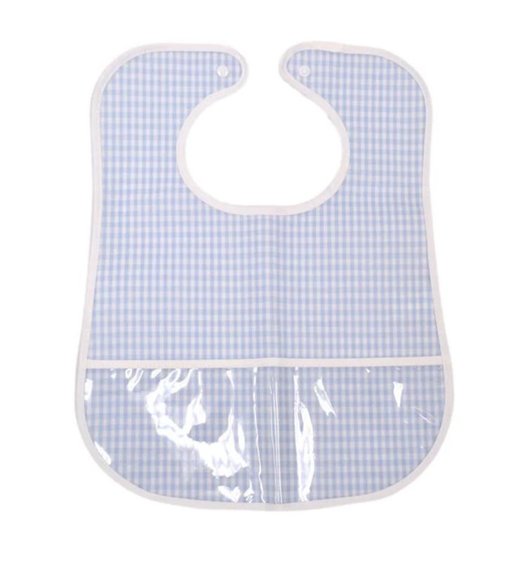 Clean Up Bib Gingham Mist