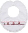 Holiday Bib w/Smocking &amp; Lace Trim