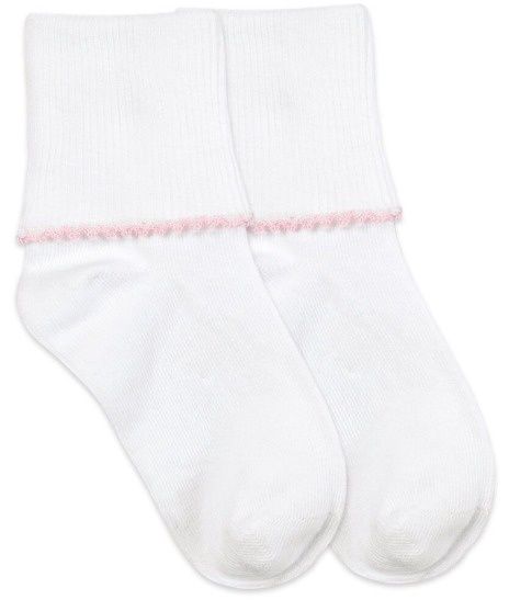 White with pink trim seamless toe 0-1 NB
