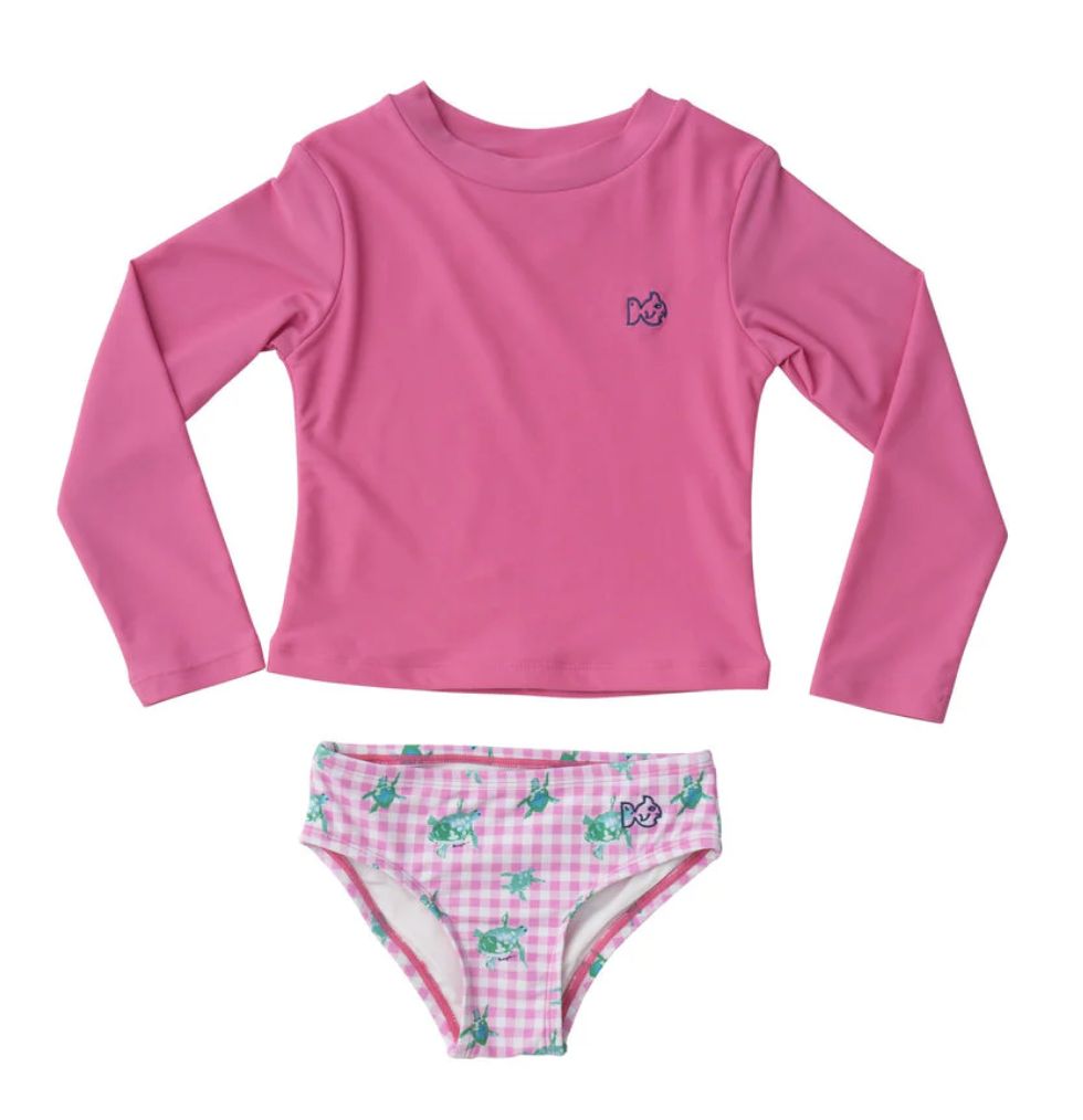 Fushia Pink/Gingham Turtle Set