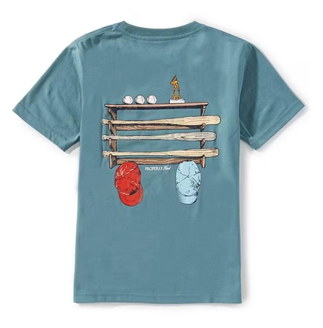 Bat Rack/Steele Blue SS T-Shirt, Colors: steel blue, Size: 2t