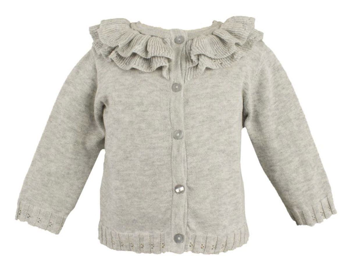 Pointelle Ruffle Collar Cardigan