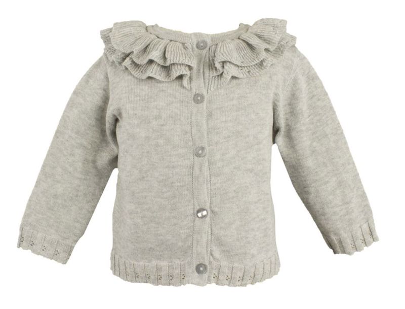 Pointelle Ruffle Collar Cardigan