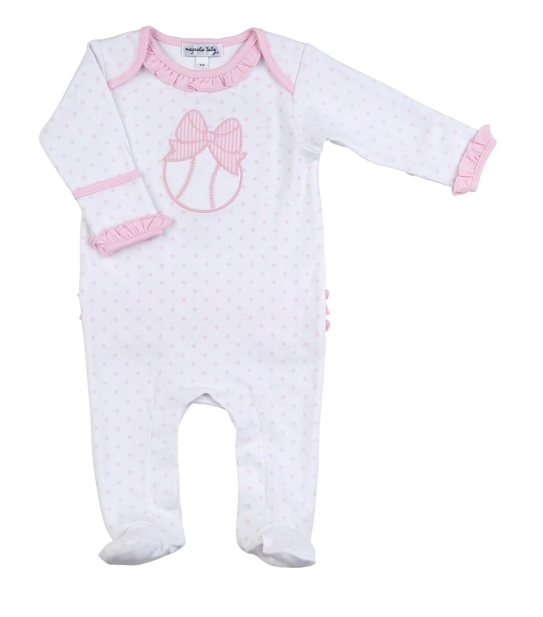At the Ballpark Applique Ruffle Lap Footie PK
