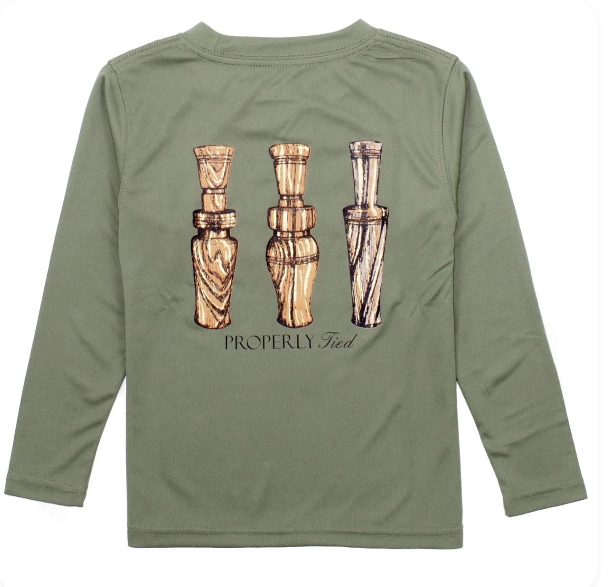 Duck Calls Olive LS Performance Tee