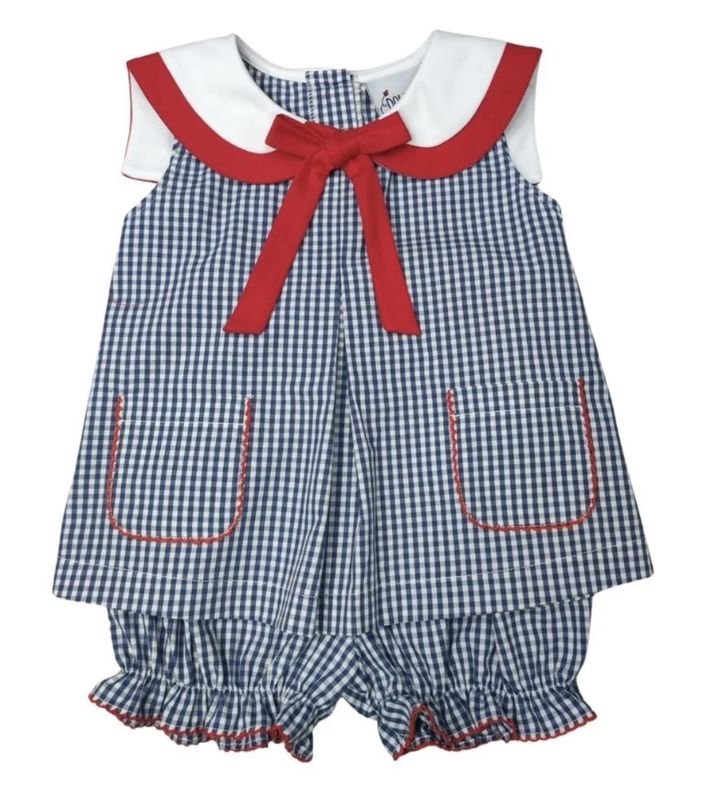 Navy Check Front Pleat Sailor