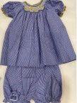 Blue w/Bishop Collar Sunflower Smocked