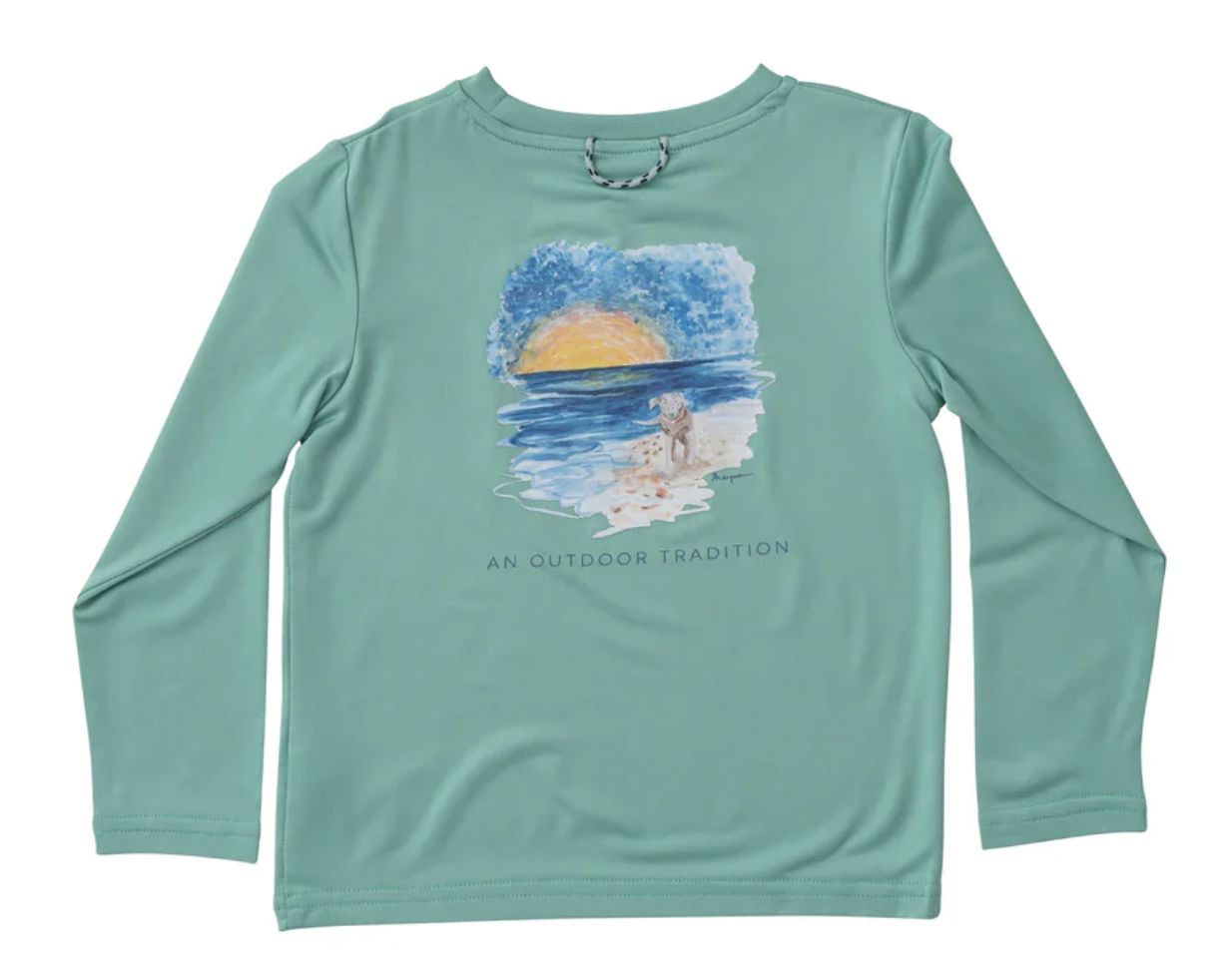 Pro Performance Fishing Tee LS Beach Art w/Dog