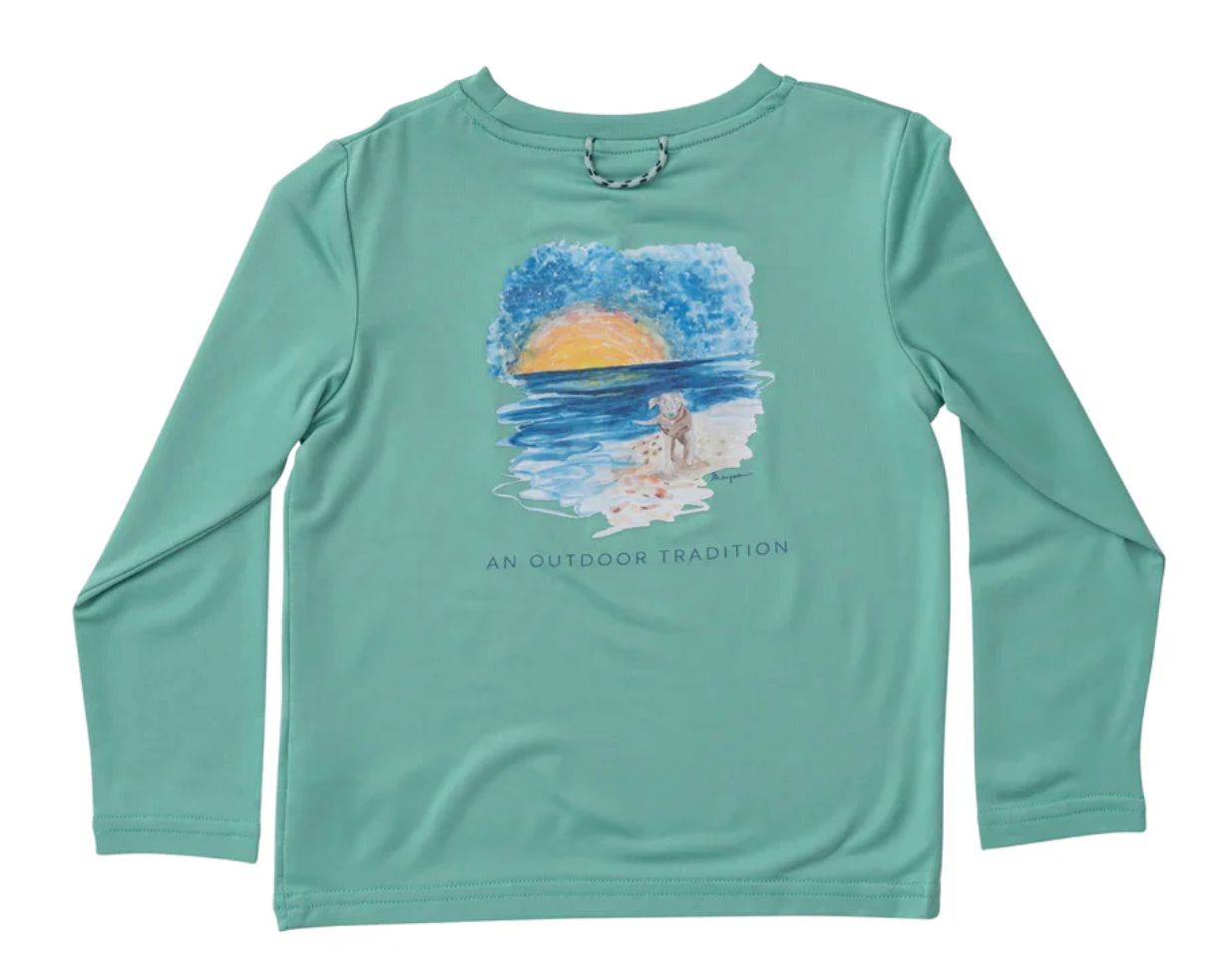Pro Performance Fishing Tee LS Beach Art w/Dog