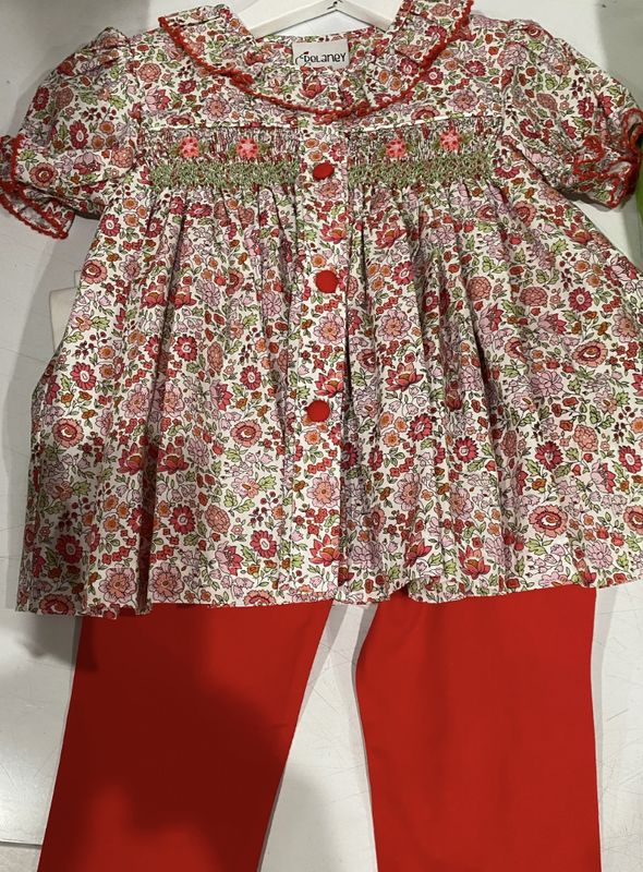 Poppy Red Floral Smocked Set