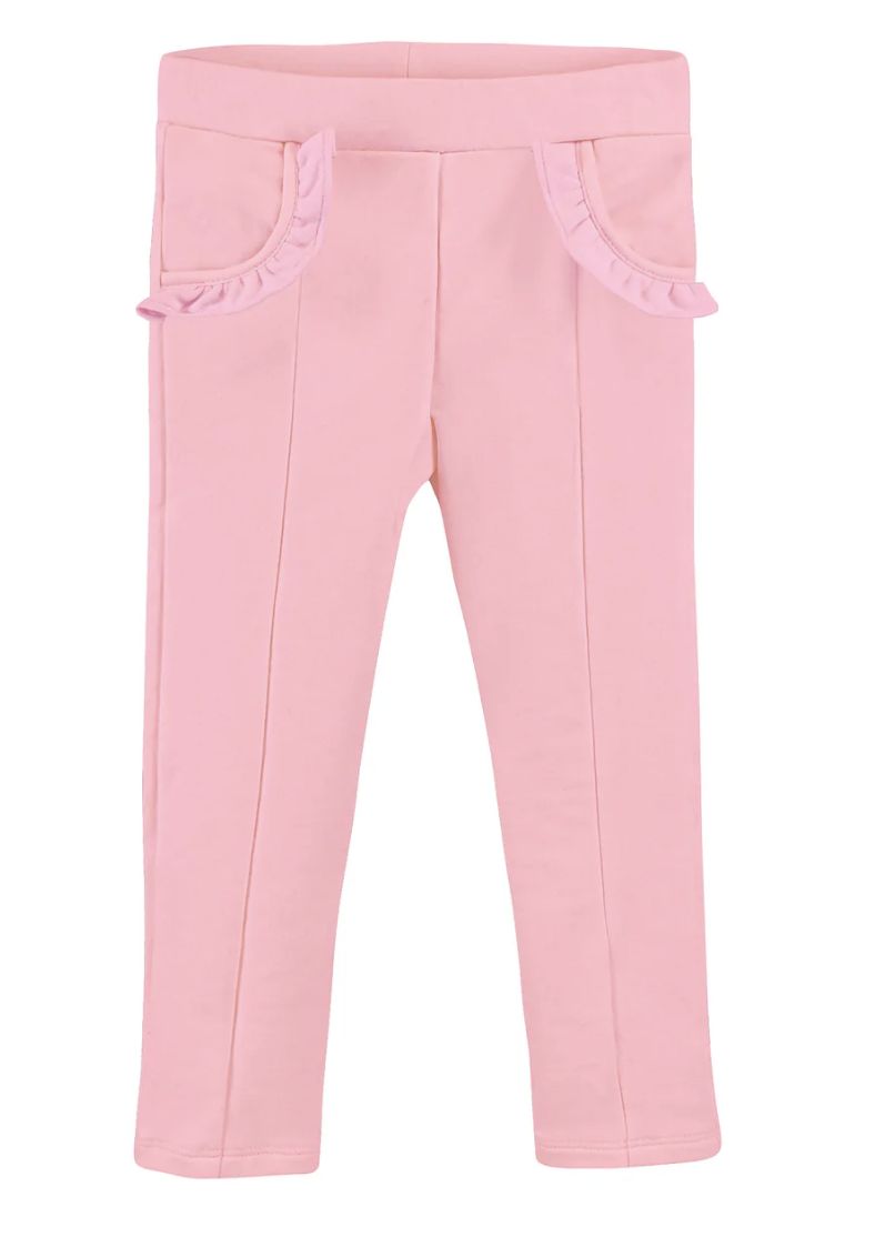 Pink French Terry Pants with Ruffle