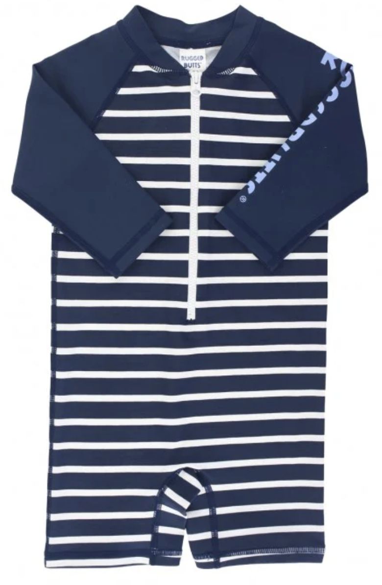 Navy Stripe Rash Guard Suit