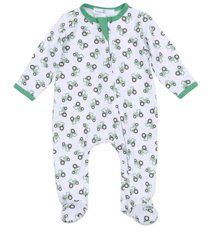 Lil' Green Tractor Zip Footie