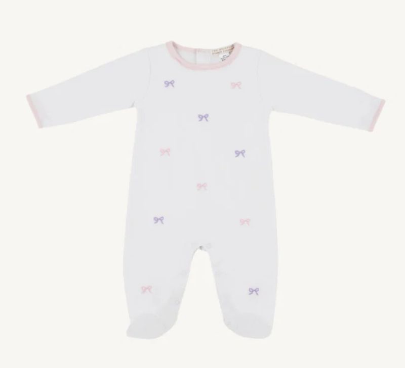 Worth Avenue White with Bow Embroidery Rock Me Romper