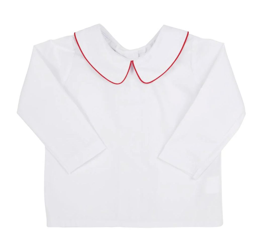 Peter Pan Woven Top |  White &amp; Red