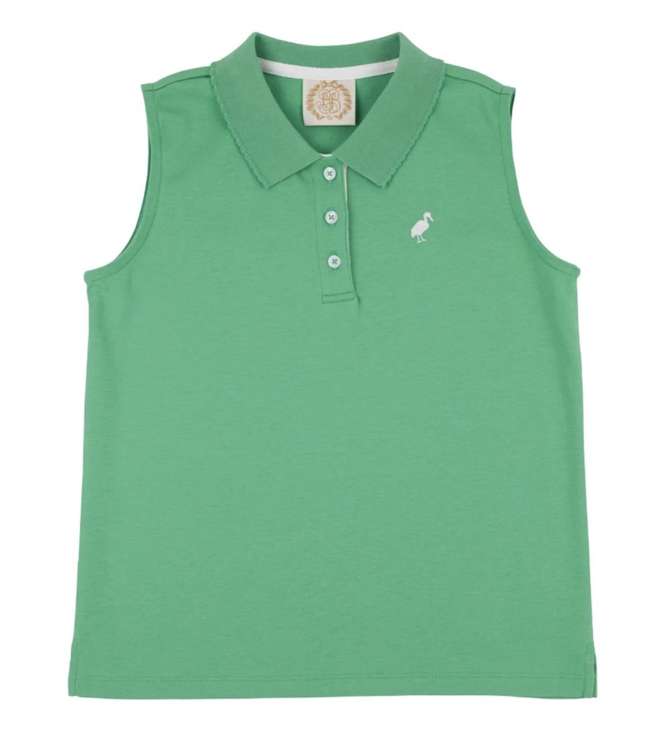 Sleeveless Anna Price Polo | Gibson Island Green