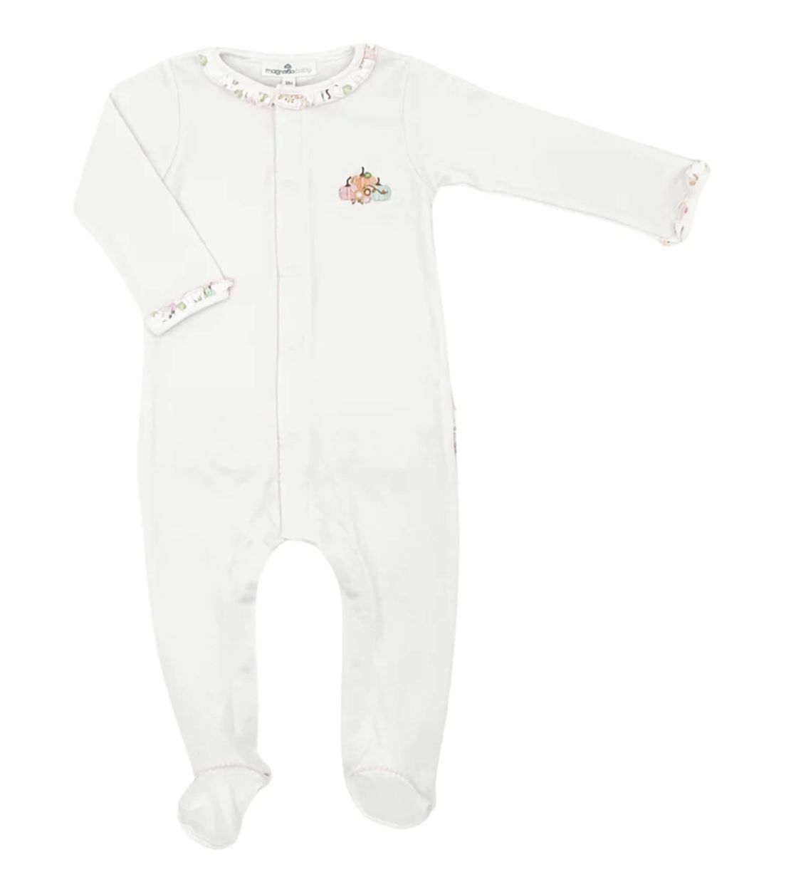 Melon Embroidered Ruffle Footie