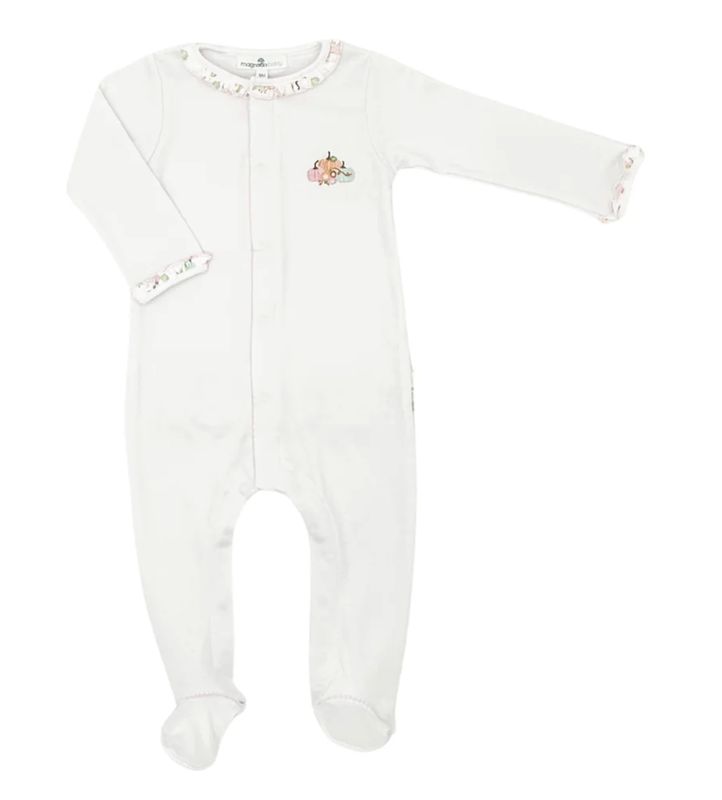 Melon Embroidered Ruffle Footie