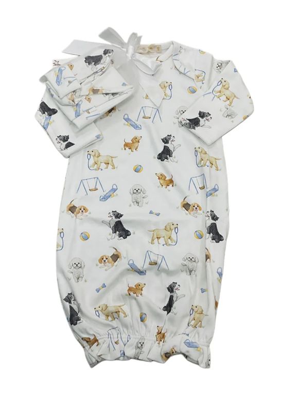 Doggie Park Printed Gown &amp; Hat