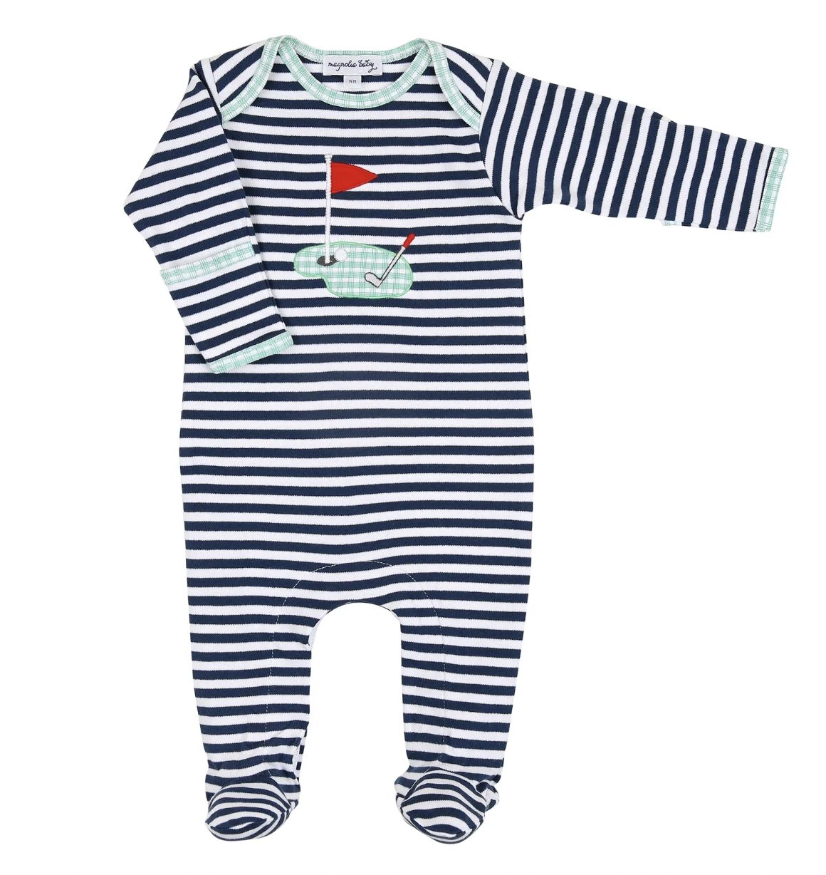 Hole In One Applique Lap Footie Navy