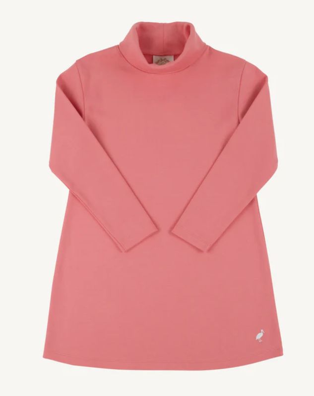 Tatum's Turtleneck Dress Parrot Cay Coral with Worth Avenue White Stork