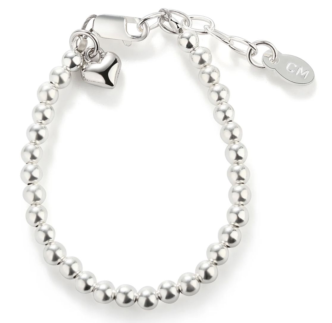 Camry Sterling Silver with Silver Beads &amp; Puff Heart