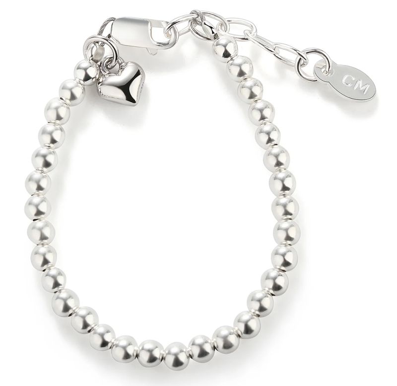 Camry Sterling Silver with Silver Beads &amp; Puff Heart