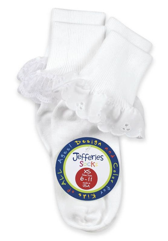Assorted 2 Pair Lace Trim White Socks