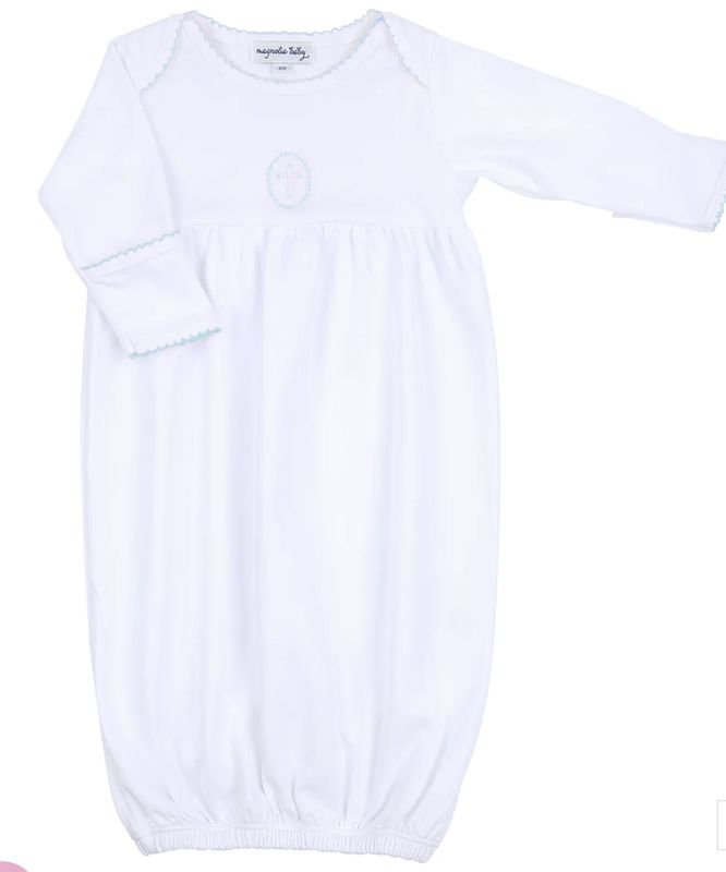 Blessed with Light Blue Emb. Cross Gown