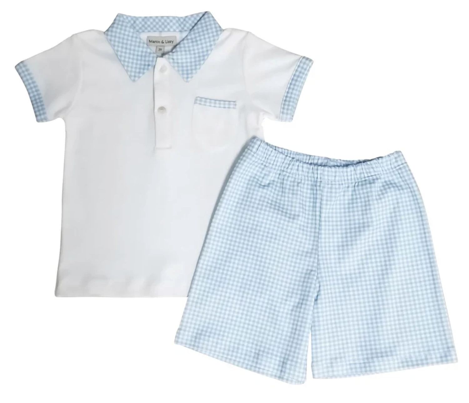 Blue Checkered Short Set