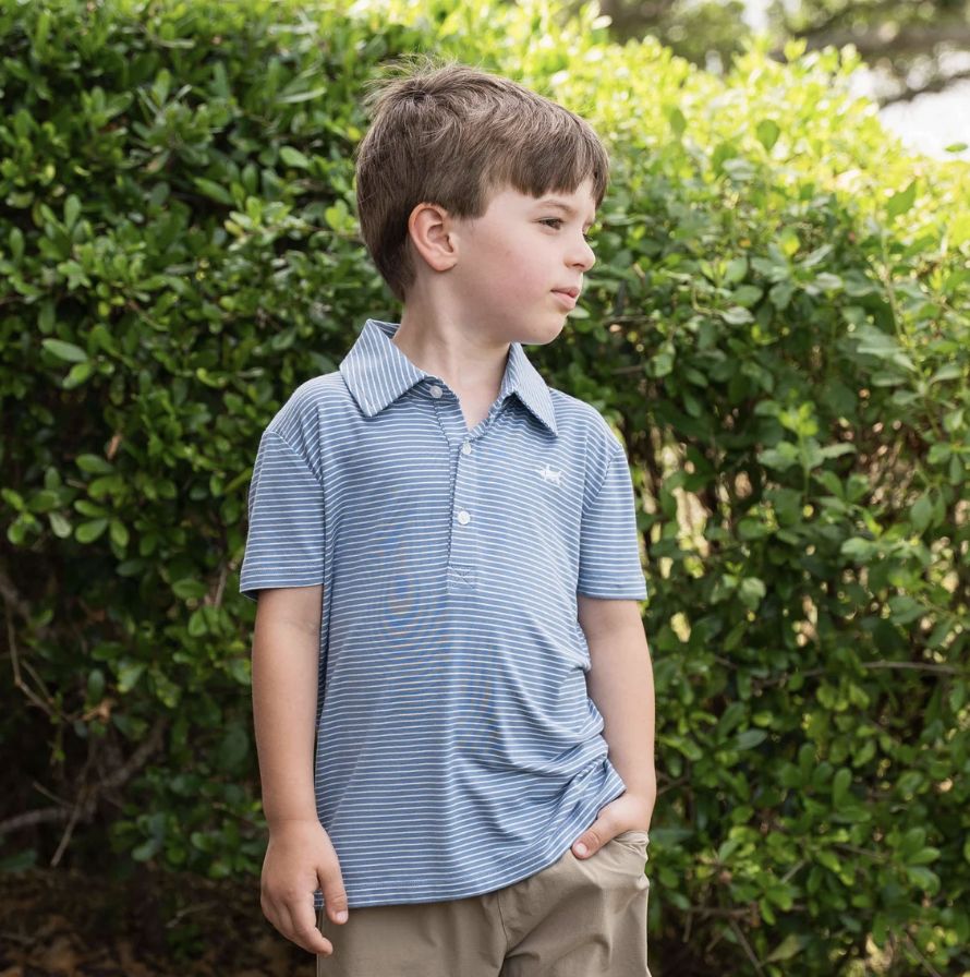 Blue/White Stripe Banks SS Polo