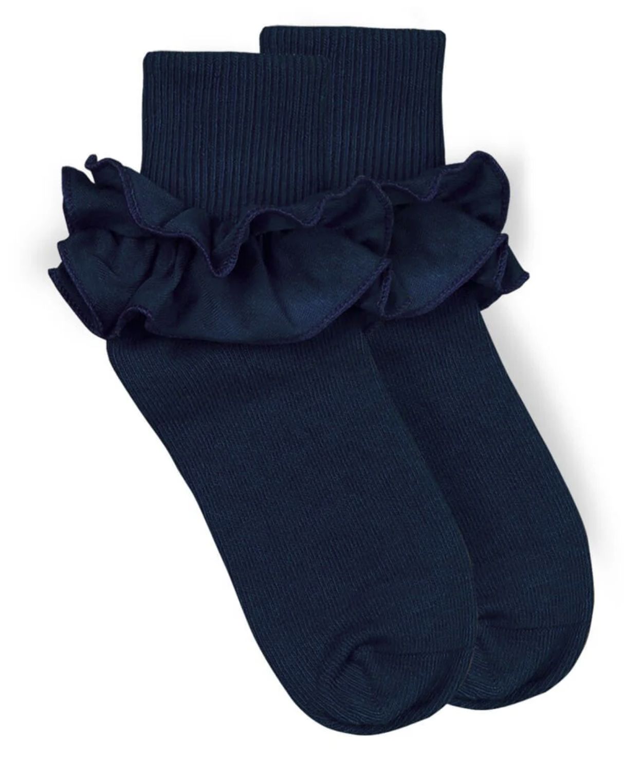 Navy Cotton Ruffle Sock