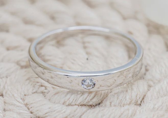 Sterling Silver Ring with Clear CZ