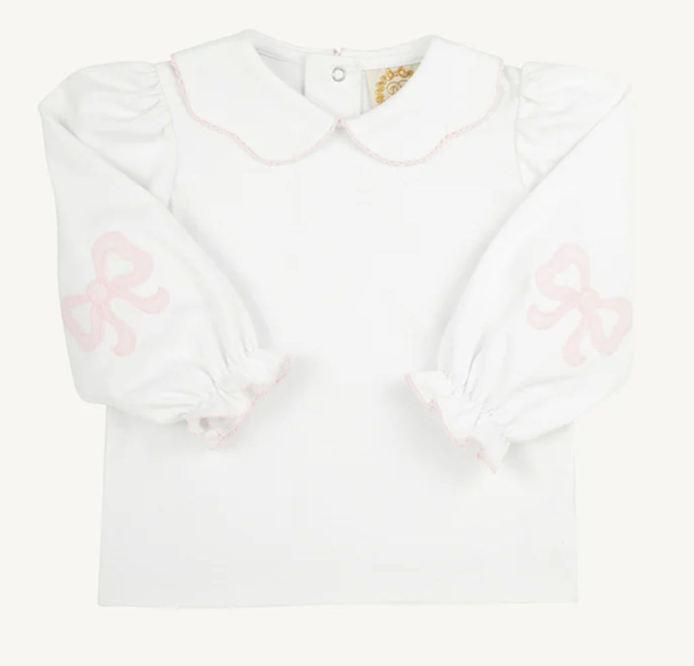 Emma's Elbow Patch Top | White &amp; Pink