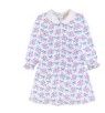 Blue Floral Bows Printed Scalloped Collar Dress