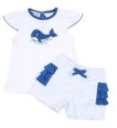 Blue Whale Applique Ruffle Flutters Short Set NV
