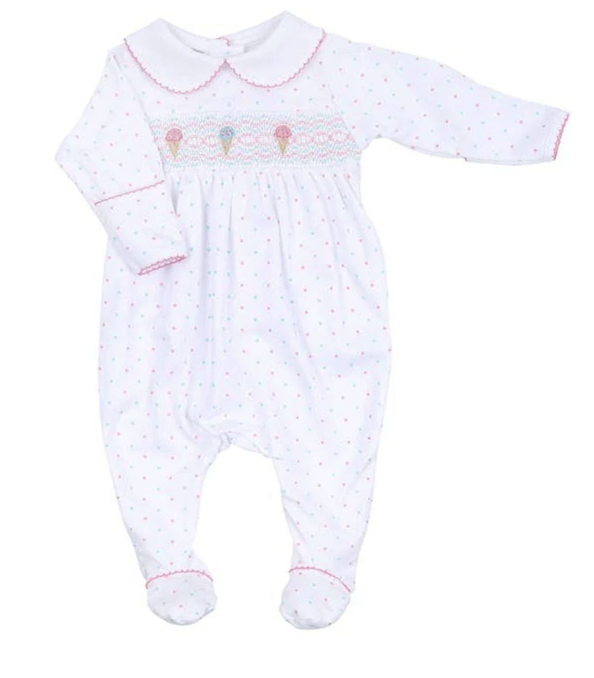 Ice Cream Classics Smocked Collared Girl Footie PK