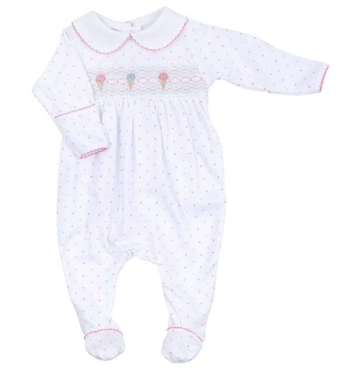 Ice Cream Classics Smocked Collared Girl Footie PK